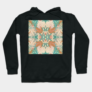 Abstract Tropical Plants in Turquoise and Pastels / Mirrored Hoodie